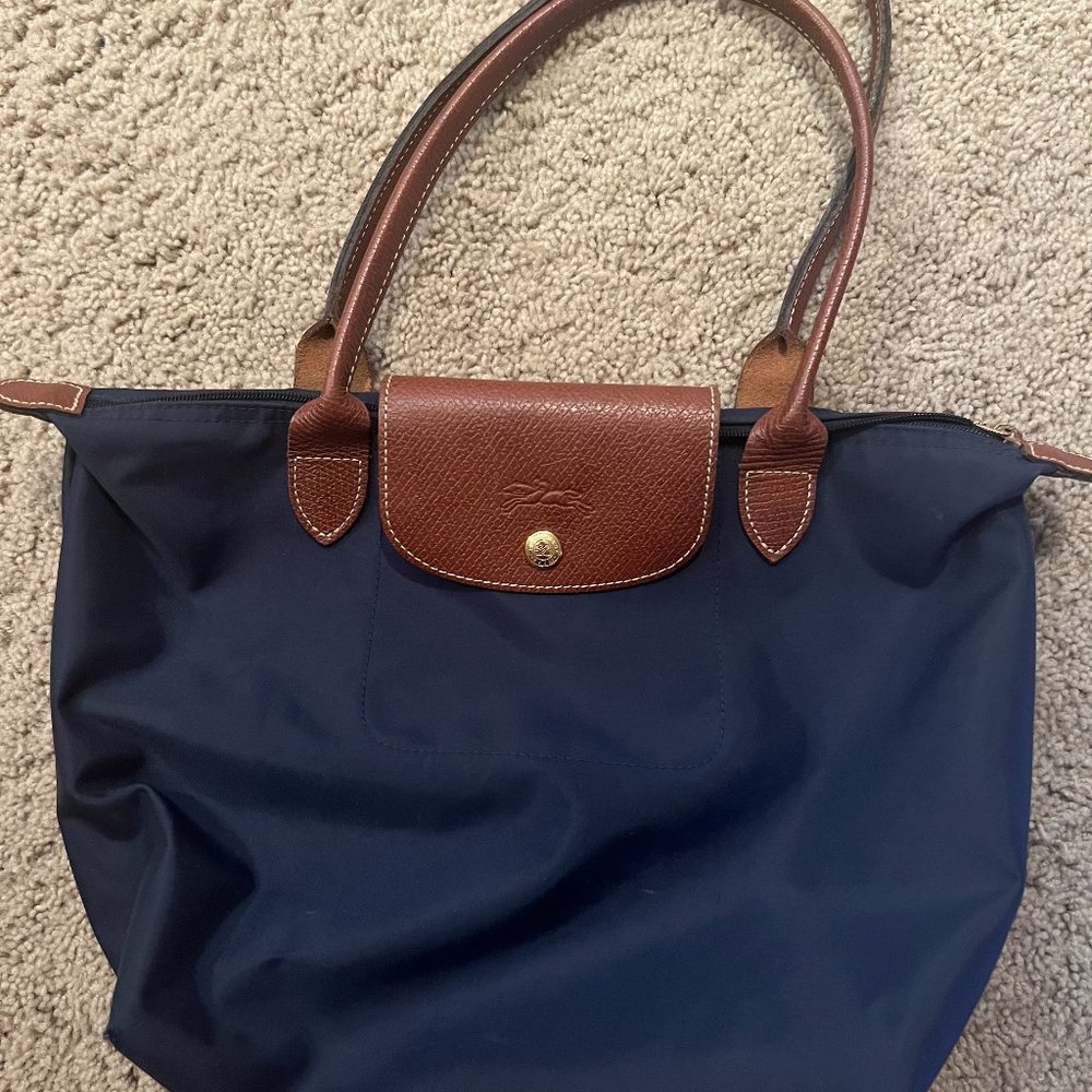 Le Pliage Navy Longchamp Medium Sized Tote Bag